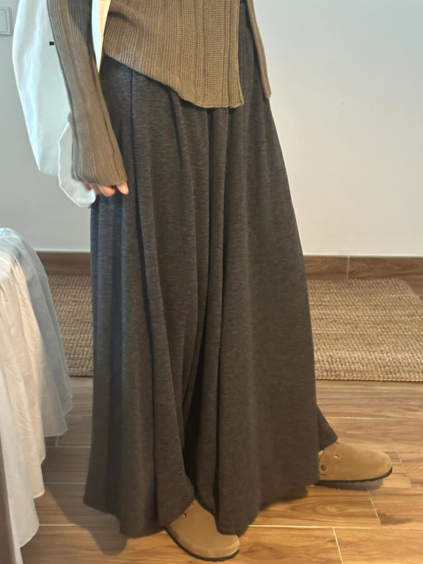 深灰色糯米裙裤女秋季新款胖妹妹mm高腰宽松显瘦垂感阔腿休闲裤子|undefined