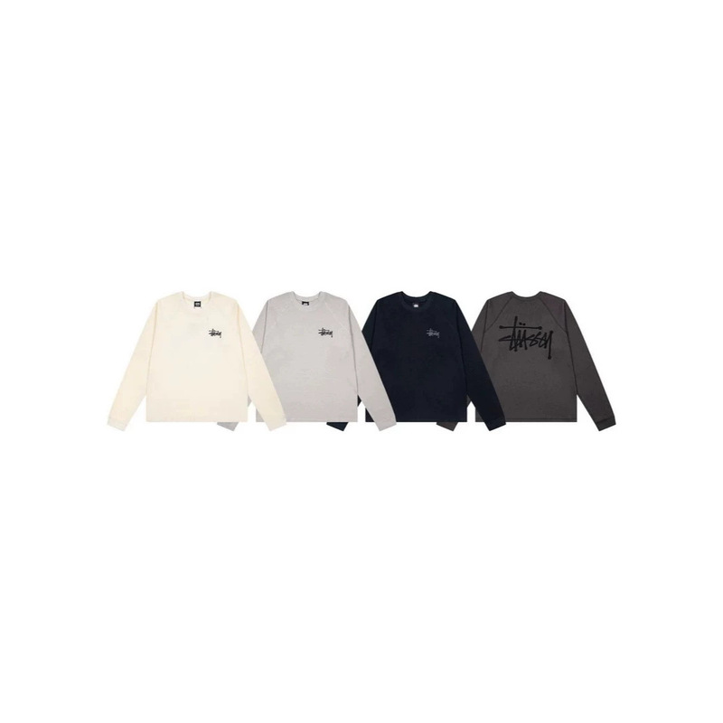 Stussy autumn logo design raglan sleeve waffle knit long-sleeve American retro T-shirt unisex 2026 Stussy autumn logo design raglan sleeve waffle knit long-sleeve American retro T-shirt unisex 2026