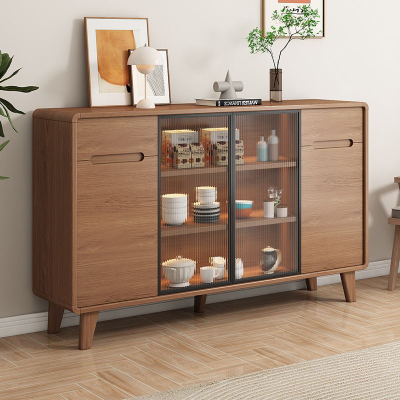 Solid Wood American Sideboard Living Room Storage Cabinet Integrated Wall Side Cabinet Tea Cabinet Small Apartment Storage Cupboard Cupboard