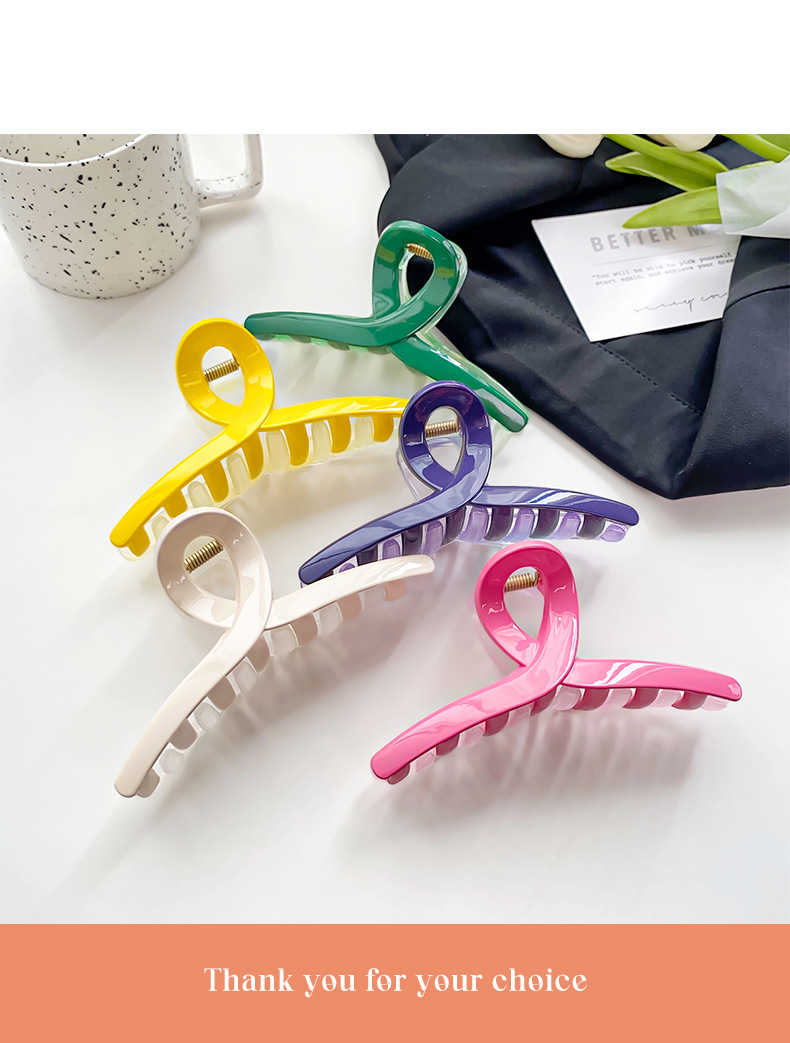 Modern Style Solid Color Plastic Hair Claws display picture 2