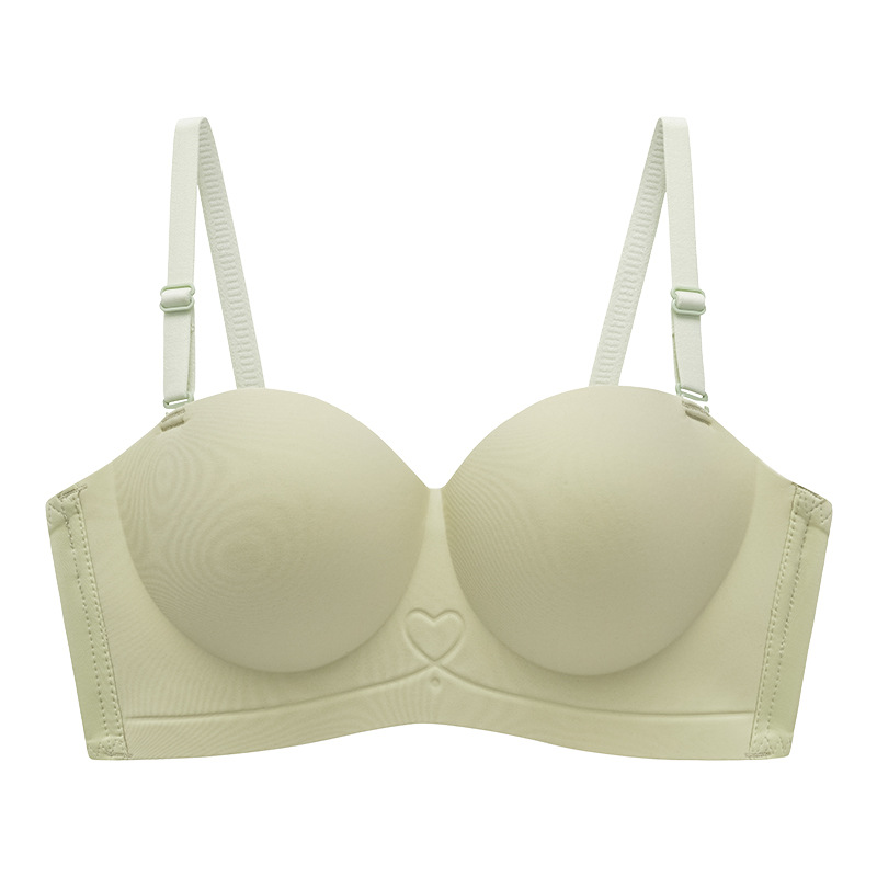 La media taza de la ropa interior de las mujeres pequeño cofre cómodo empuja hacia arriba grande sin anillo de acero pecho sujetador sin costuras de la piel