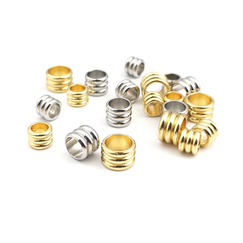 不锈钢三槽通孔编织皮绳套管串珠圈 diy皮绳手链定位扣 隔珠套管