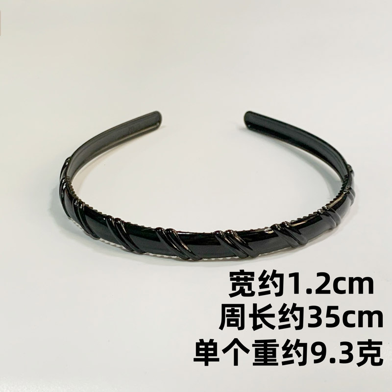 Alrededor de 1,2 cm de ancho diadema brillante Negro simple todo partido diadema dentada antideslizante lavado de cara horquilla sólida diadema accesorios para el cabello