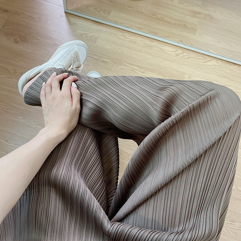 Pleated Pants Drape Miyake-style Hot-selling High-waist Slimming Loose Casual Cropped Pants Commuter All-match Wide-leg Pants Pleated Pants Drape Miyake-style Hot-selling High-waist Slimming Loose Casual Cropped Pants Commuter All-match Wide-leg Pants
