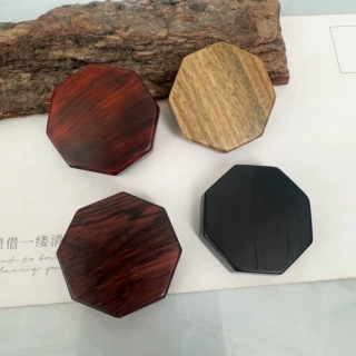 八角形牌子吊坠配饰多边形紫檀木钥匙扣手机链木牌项链饰品刻字挂