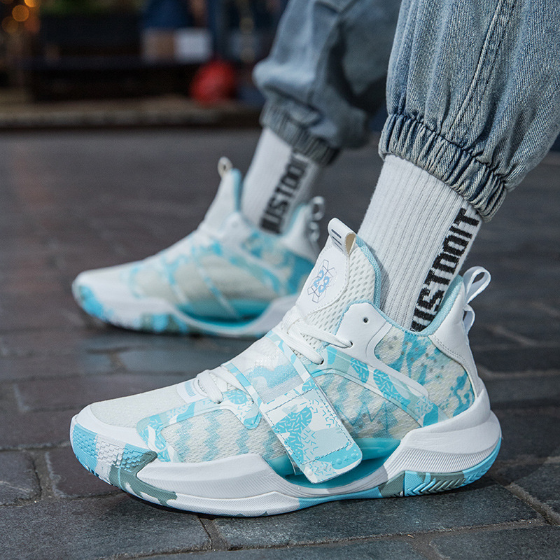 Zapatos de baloncesto de combate real de fricción sonora y amortiguación de fricción nacional, zapatos deportivos de moda juvenil de luz nocturna para hombres y mujeres