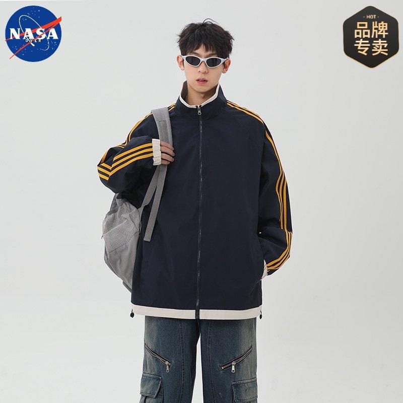 NASA品牌2025年春秋季三条纹双面穿夹克男士运动休闲潮牌大码外套|undefined