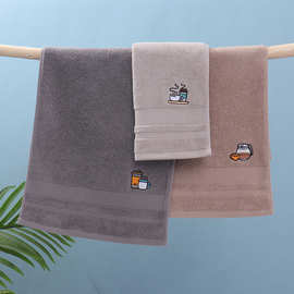 刺绣咖啡杯毛巾咖啡素色锻档家用情侣洗脸面巾儿童洗脸跨境大毛巾