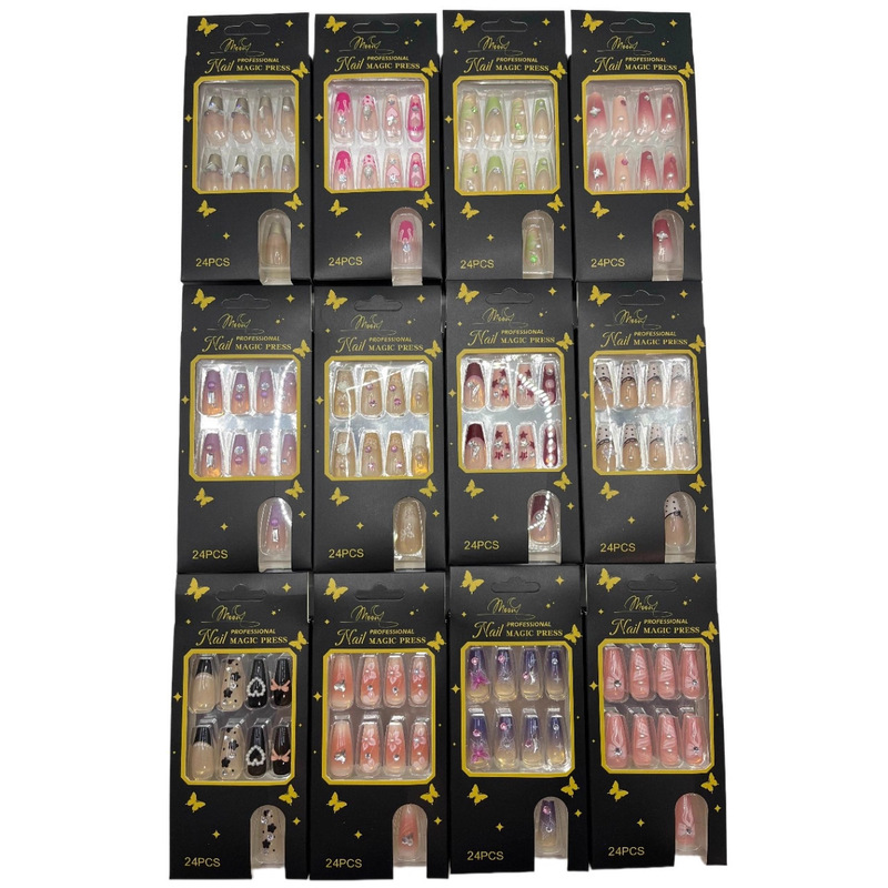 Factory Direct Sales of New Cross-Border Wearable Nails 24 Pieces of Chinese Ballet Foreign Trade Manicure Pieces Fake Nails Wholesale