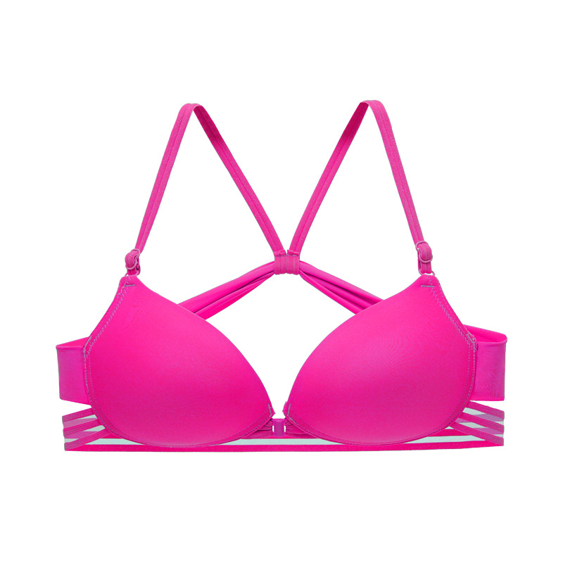 Verano nuevo sin anillo de acero frontal hebilla reunida sujetador sexy belleza de espalda ropa interior de moda de chicas sujetador de espalda abierta