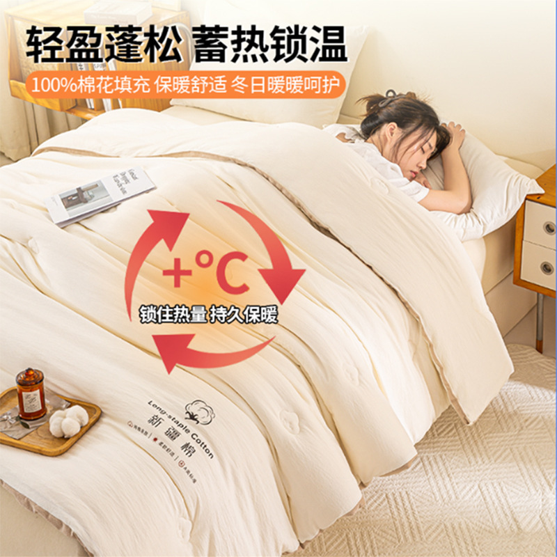正宗100%新疆棉花被芯加厚保暖冬被春秋被全棉被子纯棉a类母婴级|undefined