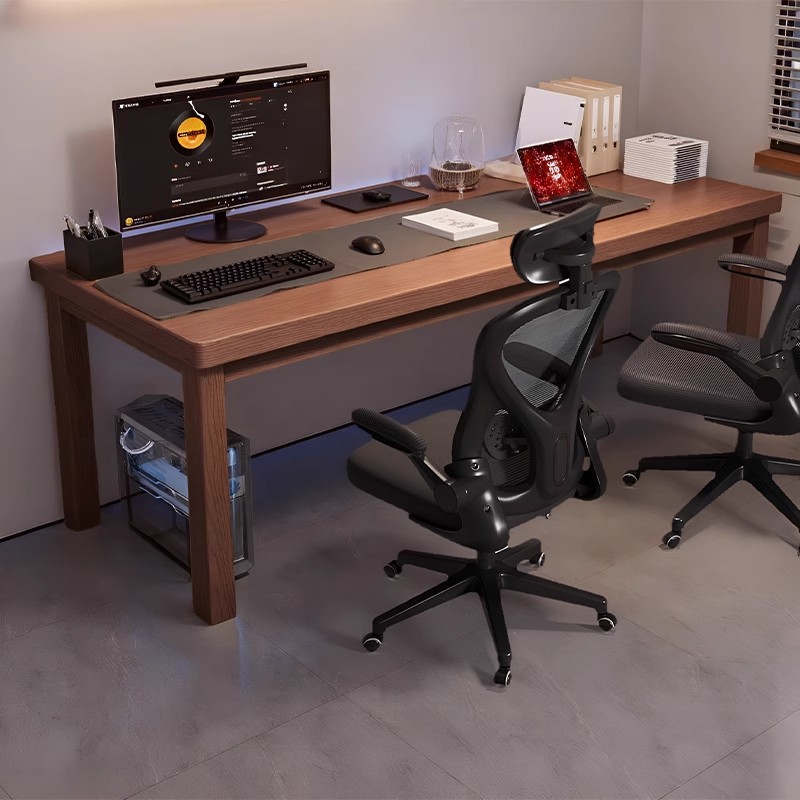 Mesa de computadora con piernas de madera sólida para el hogar de escritorio puede poner el host para la sala de estar mesa de oficina de doble mesa de trabajo