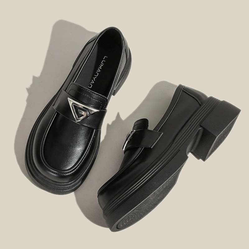 Spring high footwear platform English style for leather shoes, 2024 years, trend of season, British style
