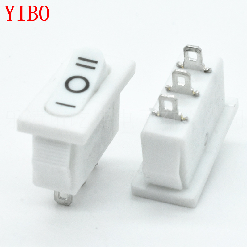 9.5*21 白色 三脚三档 电源开关 小薄形 船型开关 QY601-101/B