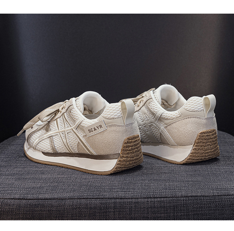 Giày sneaker nữ da thật đế chunky tăng chiều cao phong cách cổ điển — M2912 phẳng màu đỏ, M2912 đáy phẳng màu be, M2912-1 nâng cao bên trong màu be, M2912-1 nâng cao bên trong màu đỏ chi tiết 23
