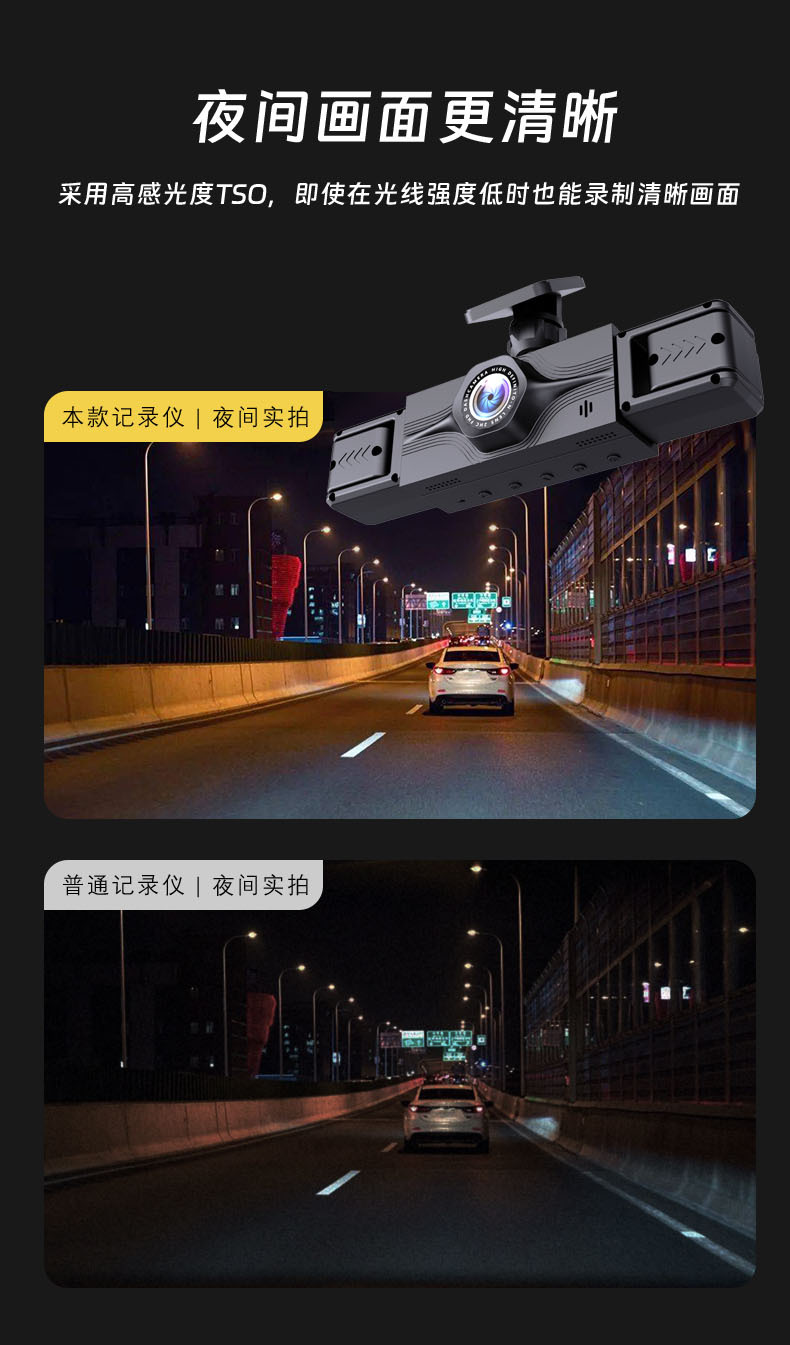 Cross-Border Exclusive Supply of Four-Channel Dash Cams 140 ° Wide-Angle 3.16inch Screen Loop Recording Parking Monitoring Y161
