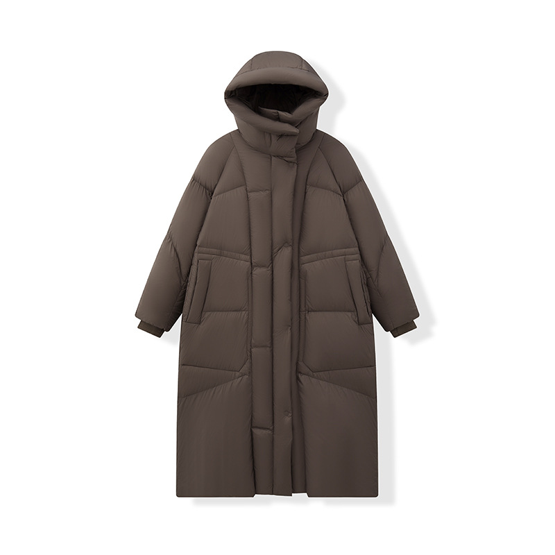 Jiangnan alargada y gruesa chaqueta de plumón a prueba de frío de alta altura de 90 chaqueta blanca con capuz sobre la rodilla chaqueta de invierno de mujer