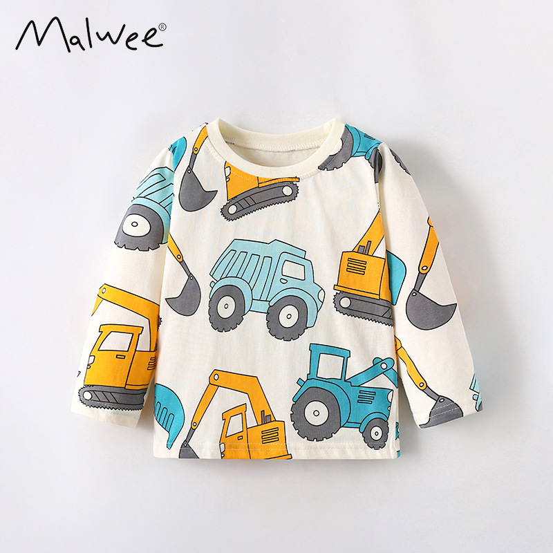 Malwee leggings para niños de otoño nuevo estilo europeo y americano para niños de cuello redondo casual camiseta de manga larga ropa infantil