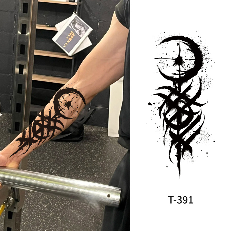 新款彩印男小臂花臂纹身贴纸防水防汗不反光持久高级感网红纹身贴|undefined