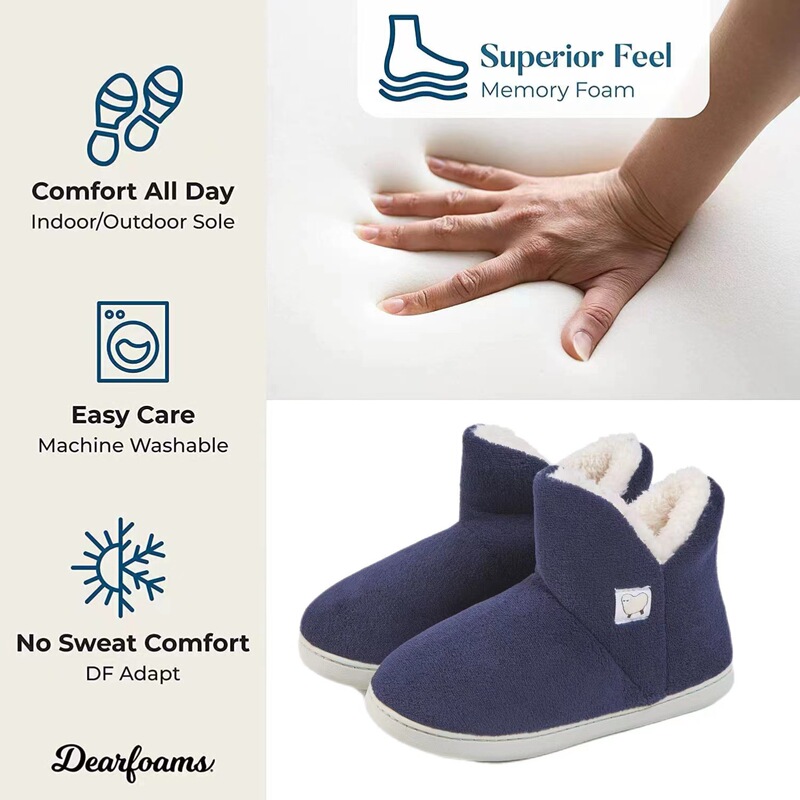 Warm Winter Soft Thick-Soled High-Top Fleece-Lined Memory Foam Home Cotton Shoes Confinement Shoes Cross-Border Cotton Slippers Amazon