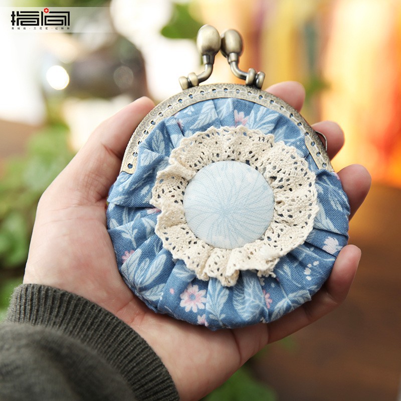 Boca de encaje Bolsa de Oro-planta Zhi ~ Azul (producto no terminado) + 8,5 boca de oro