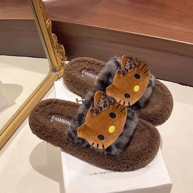 2025 nueva zapatillas de lana de leopardo para mujeres adorables otoño y invierno domésticos antideslizantes interiores supermercado al por mayor zapatillas de algodón para mujeres