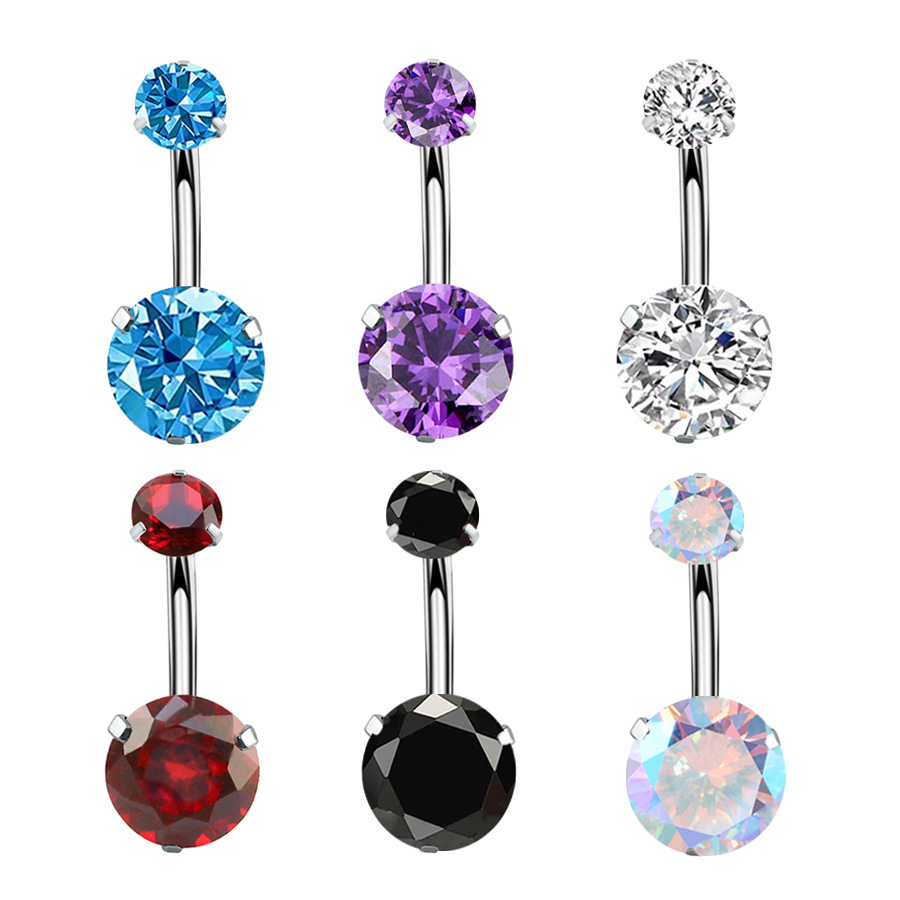 Piercing ombelico in acciaio inossidabile 316l con zircone_voghion.com