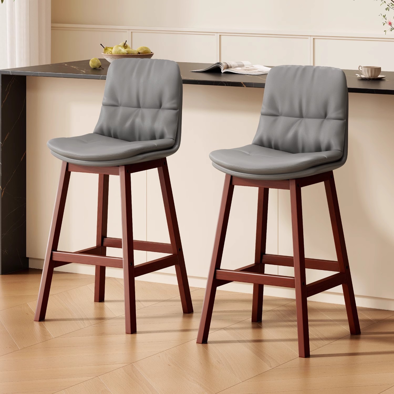 Solid Wood Bar Stool, Home High Stool, Bar Stool, Commercial High Chair with Backrest, Island High Chair, Front Desk Bar Chair