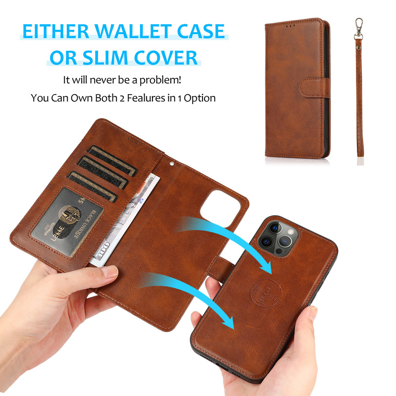 Suitable for iPhone 17 Pro Max Two-In-One Detachable 16 Phone Leather Case Apple Photo Frame Wallet-Style S26 Lanyard