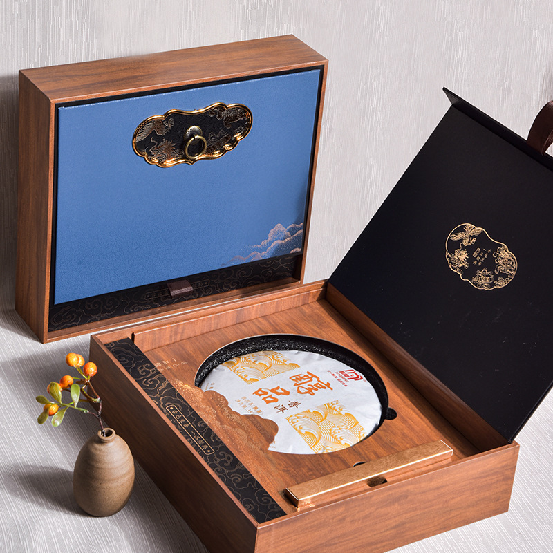 中国风普洱茶礼盒茶饼单/双饼收纳盒357克福鼎白茶包装盒空盒批发