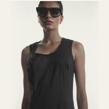 跨境货源 Cos Lris2024女装夏季新品显瘦黑色无袖圆领修身连衣裙