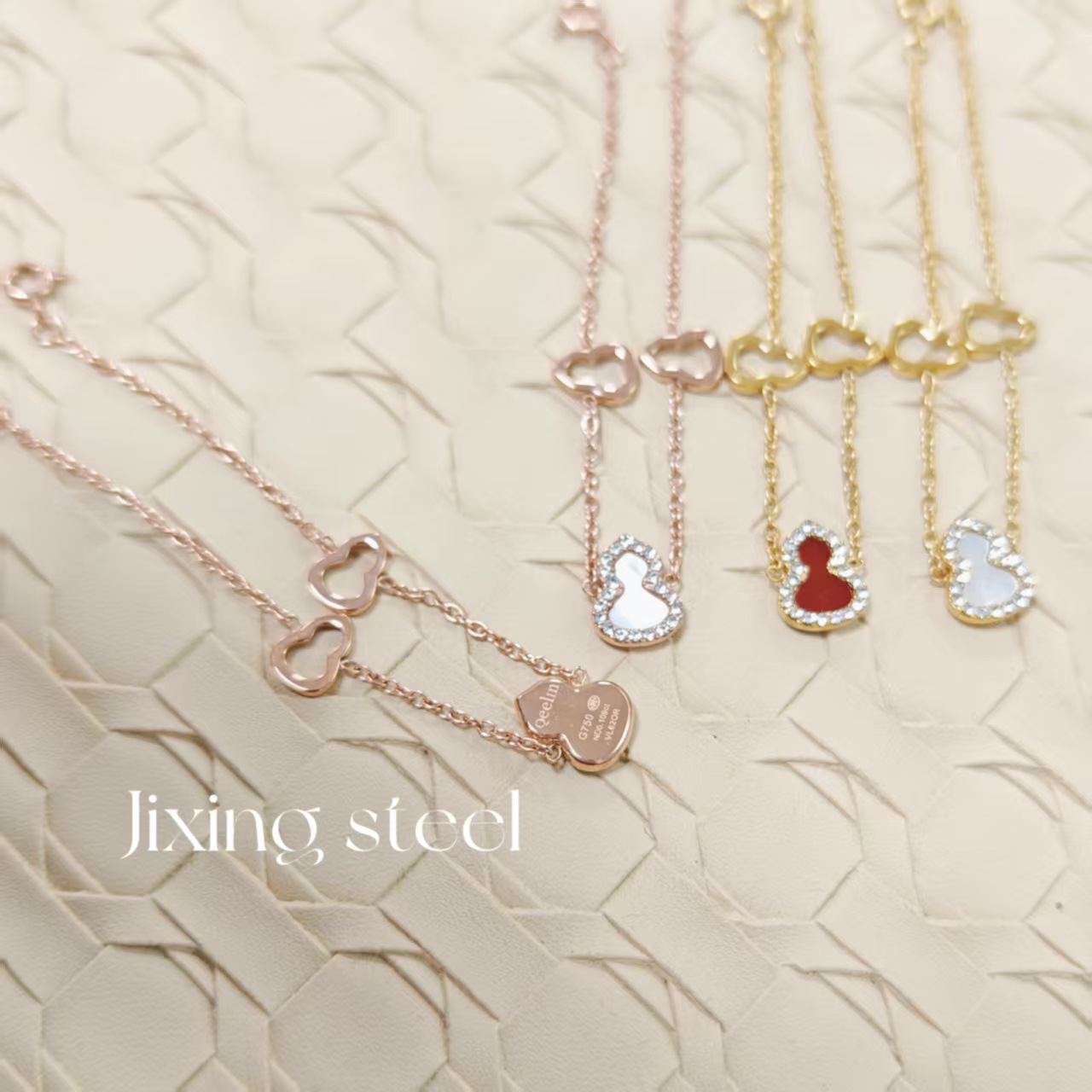 Cross-Border New Gourd Bracelet with Diamonds, Red Agate, Chalcedony, Mother-Of-Pearl, Simple Ins Niche Design, Trendy Silver Jewelry