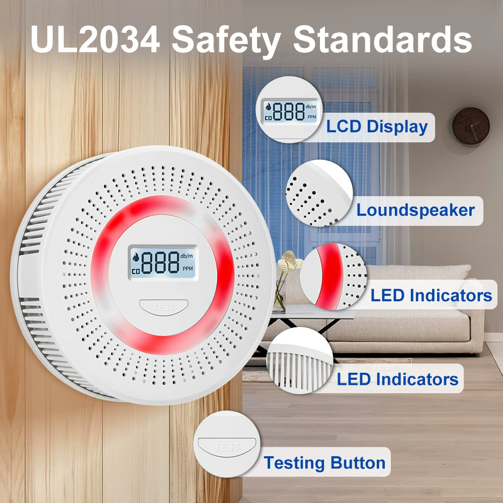 Внешняя торговля CO дымовая сигнализация бытовая 2-в-1 композитная сигнализация аккумуляторный датчик дыма сигнализация угарного газа