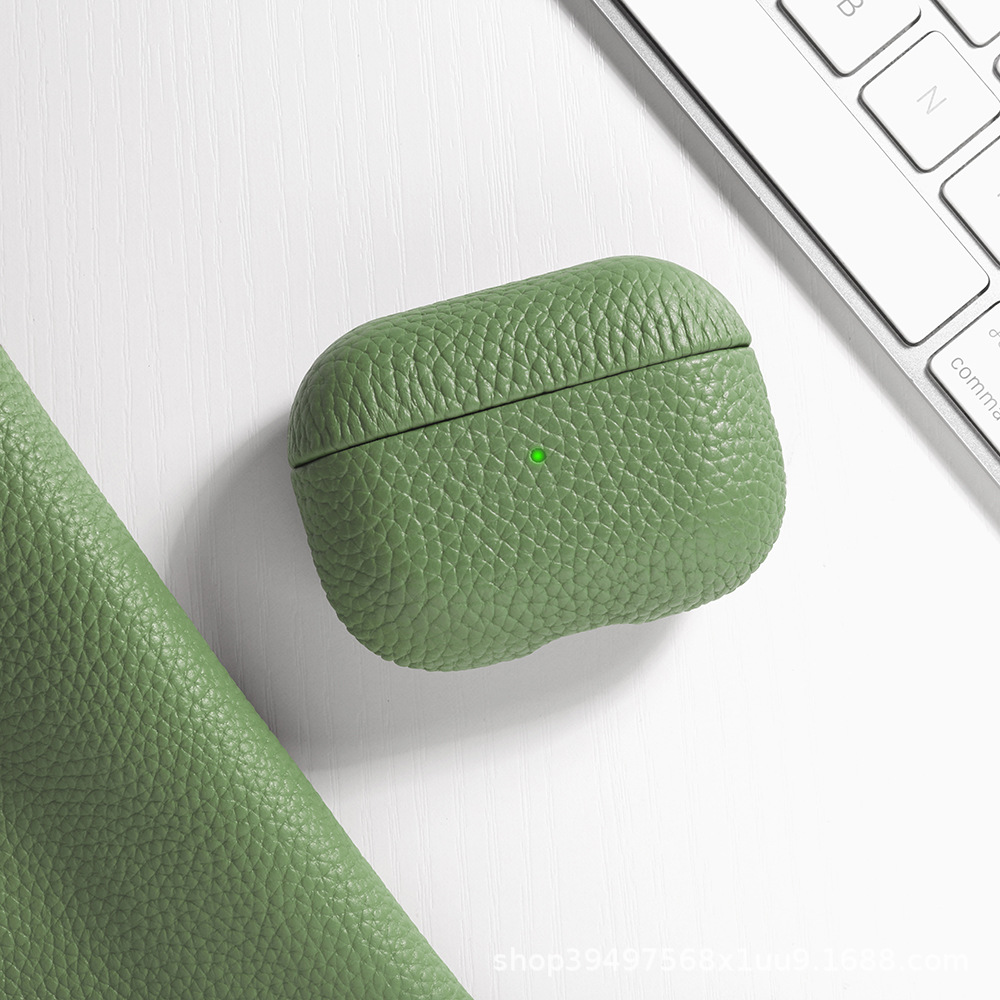 Кожаный защитный чехол Two Windows с текстурой личи для AirPods