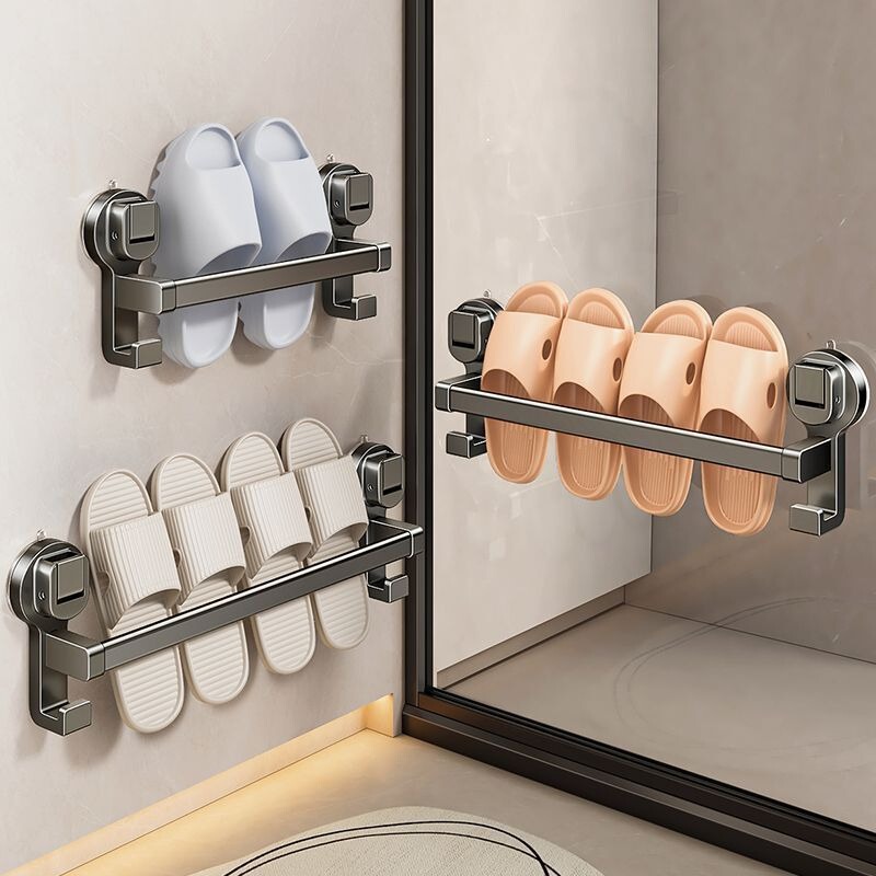 Bathroom Suction Cup Sliding Shoe Rack Wall-mounted Punch-free Shoe Rack Hanging Wall-mounted Toilet Storage Toilet Door Rear Slippers
