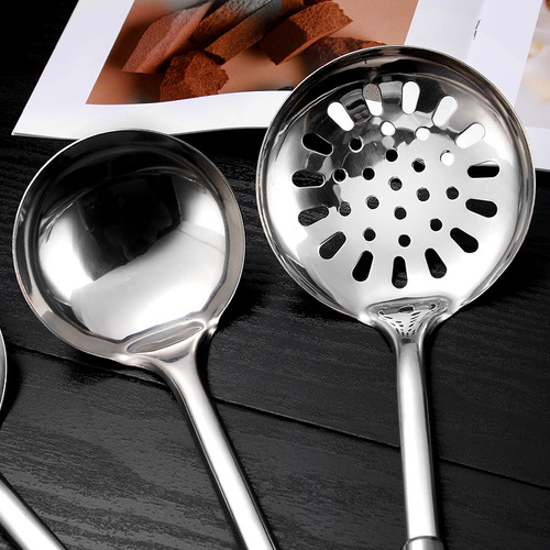 Stainless Steel Kitchenware Set: Non-Slip Cooking Spoon, Ladle, Spatula, Strainer, and Heat-Insulated Cookware—Perfect as a Gift