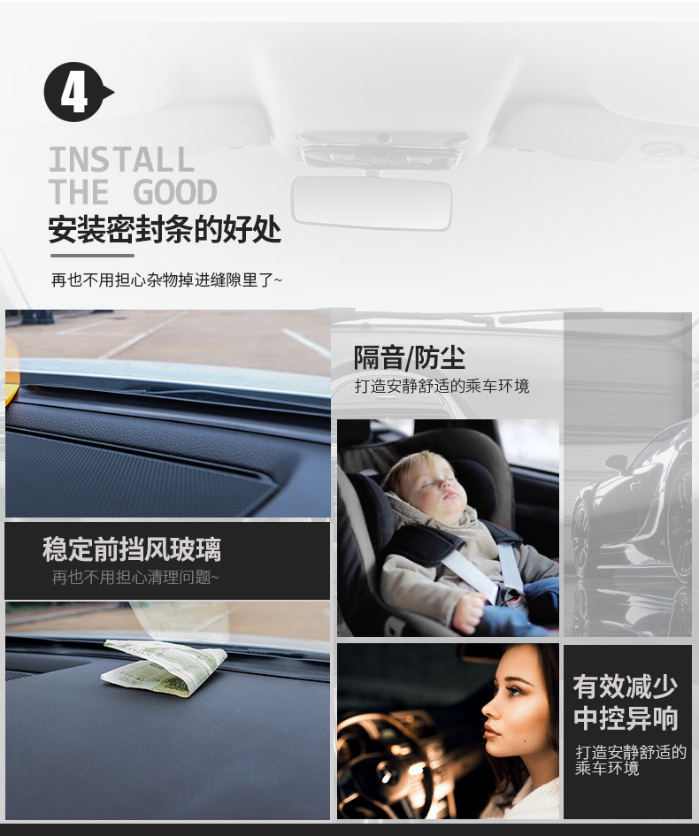 Suitable for Eighth-Generation Toyota Camry Corolla Interior Decoration Modification Accessories Instrument Center Console Sound Insulation Seal Strip