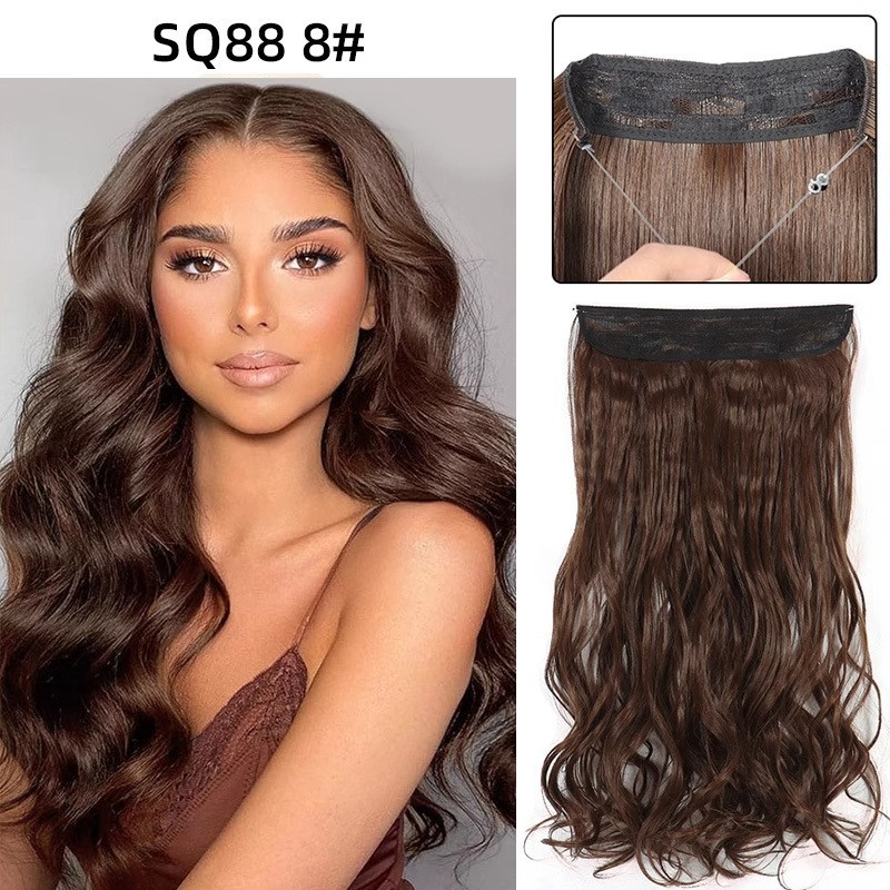 Comercio exterior Europa y América peluca una pieza de extensión de cabello de línea de pescado femenina peluca invisible alambre de alta temperatura image 9