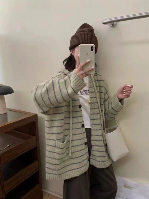 韓国版春秋新作ファッションだらだらしたセーターのコート|undefined