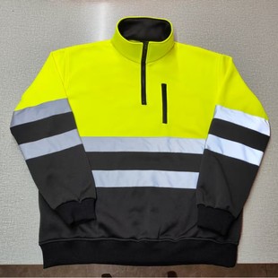 Traffic Warning Clothing Warm Hooded Reflective Sweatshirt Outdoor Construction Site Engineering Pullover Cold-proof Reflective Clothing