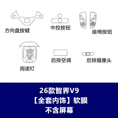 Car interior film: R7 Rx Navigation Screen Tempered - 26-models-of-zhijie-v9-full-set-of-interior-soft-film-does-not-include-screen