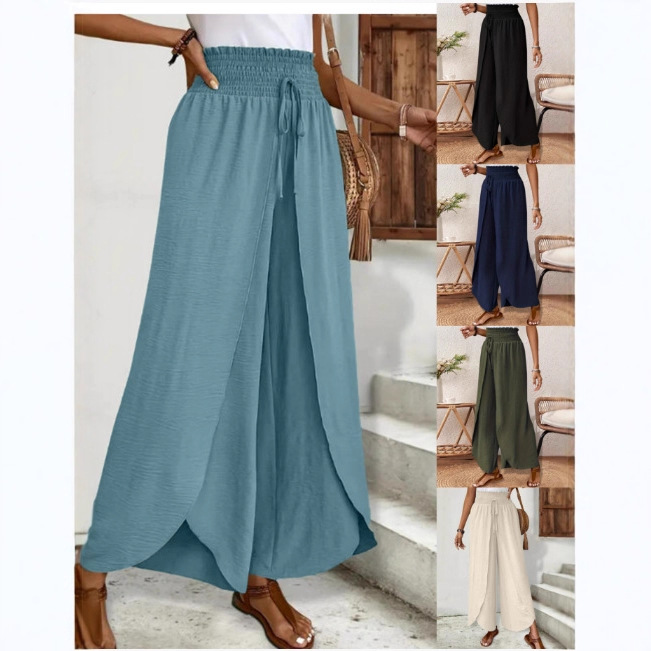 2026 Women's Elegant Slit Hem Loose Waist Trousers - Lightweight and Breathable Casual Pants for Spring, Summer, and Autumn