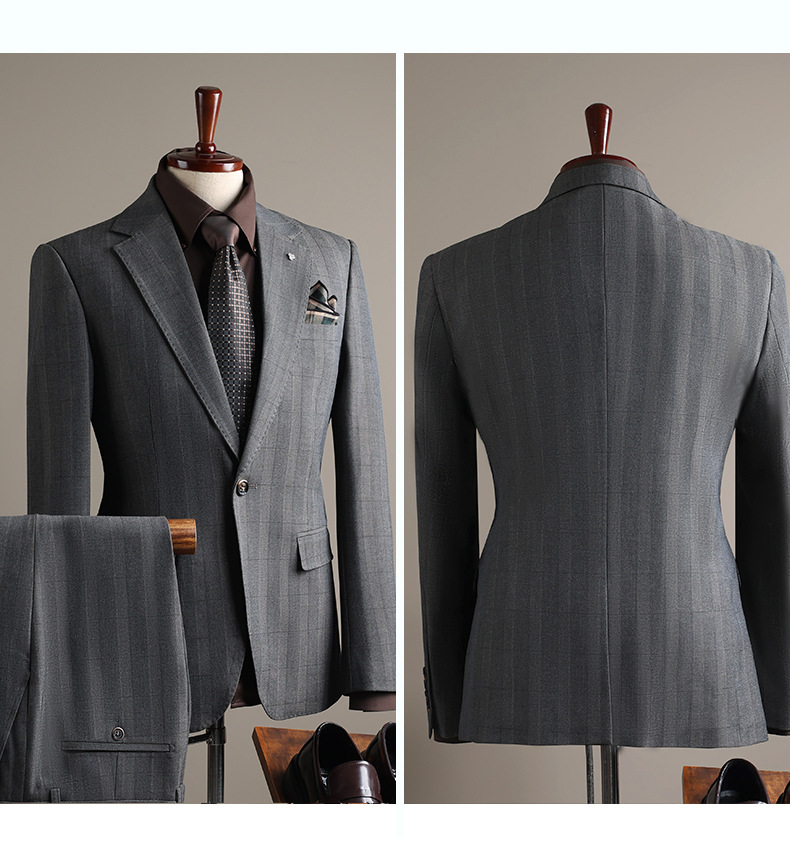 Men's Slim Fit Plaid Single Breasted Blazer For Wedding Formal_voghion.com