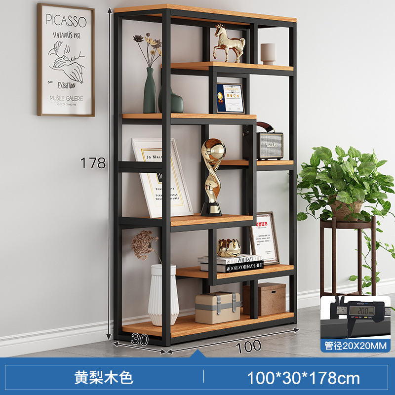 产品展示柜陈列柜博古架子铁艺书架一体靠墙办公室隔断置物柜货架|undefined