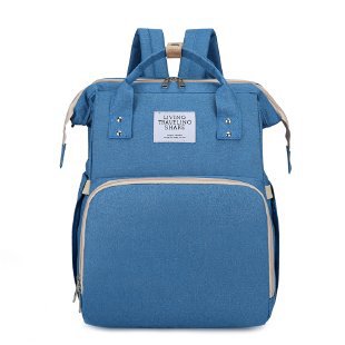Mochila maternal multifuncional plegable con cuna y puerto USB, bolso de viaje de gran capacidad