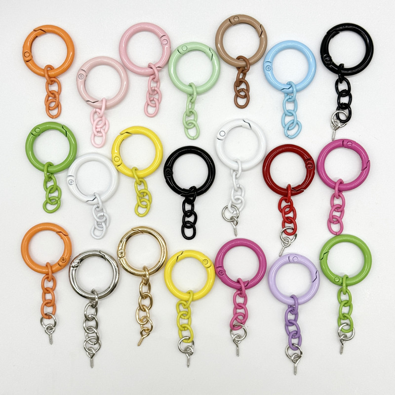 Candy color spring ring four chain combination suit color paint spring buckle diy handmade accessories bag pendant Candy color spring ring four chain combination suit color paint spring buckle diy handmade accessories bag pendant