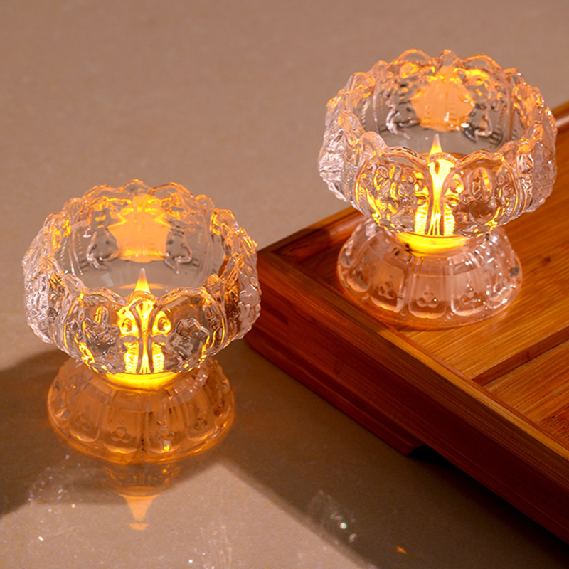 LED透明蓮キャンドルライトオーナメントシミュレーションロマンチックな誕生日アレンジメントクリエイティブウェディング小道具永遠の光|undefined
