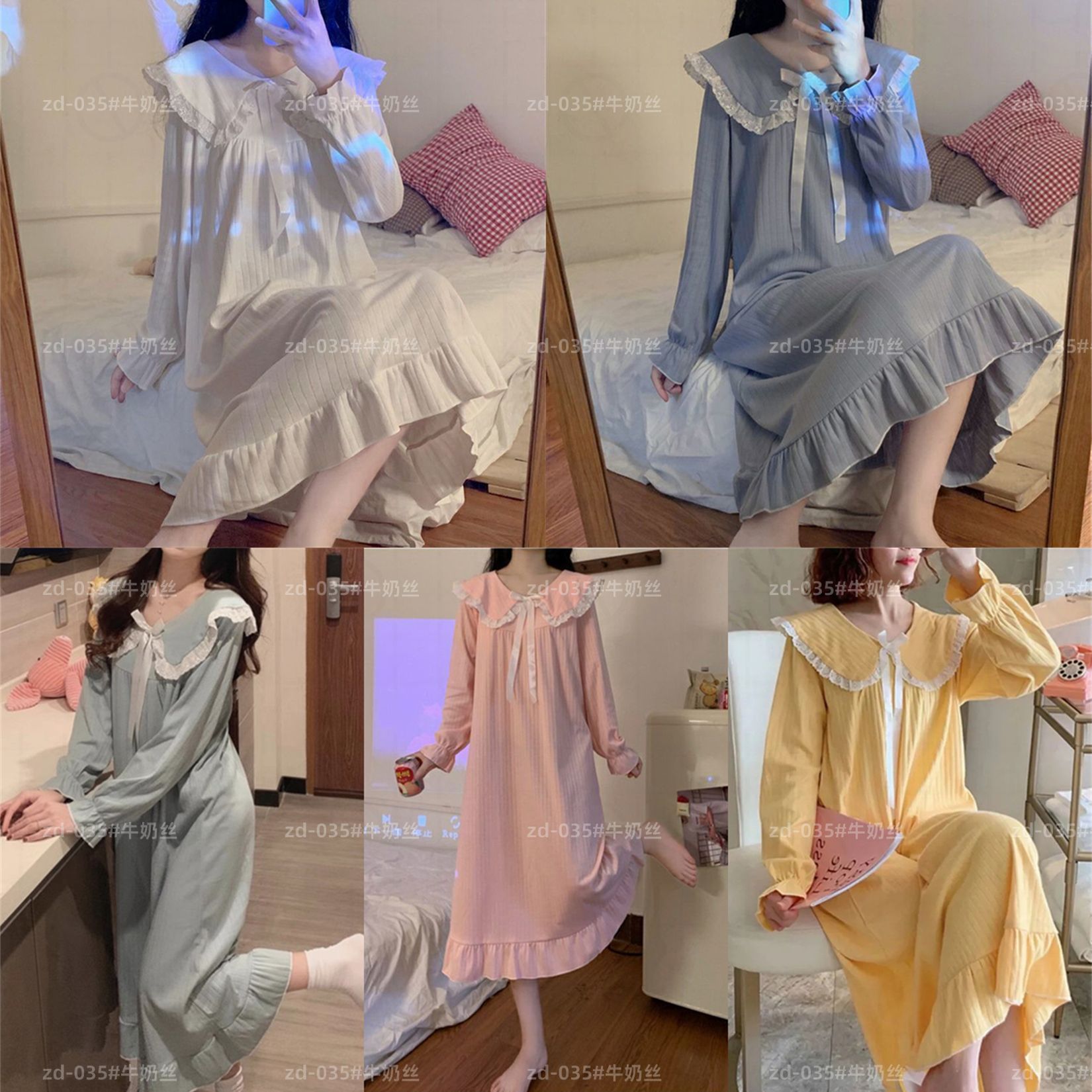 Pijama de mangas largas para mujeres pijamas de viento primavera y otoño para mujeres muñecas de hadas corte cuello princesa ropa de estilo para el hogar para mujeres