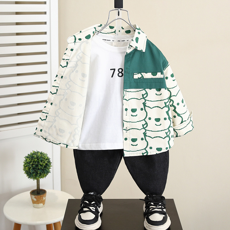 5834 camisa para niños otoño delgado 2025 nuevo niño otoño chaqueta coreana bebé primavera y otoño camisa marea