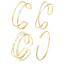 亚马逊简约女士手镯 百搭多层高级感设计臂环几何线条手环